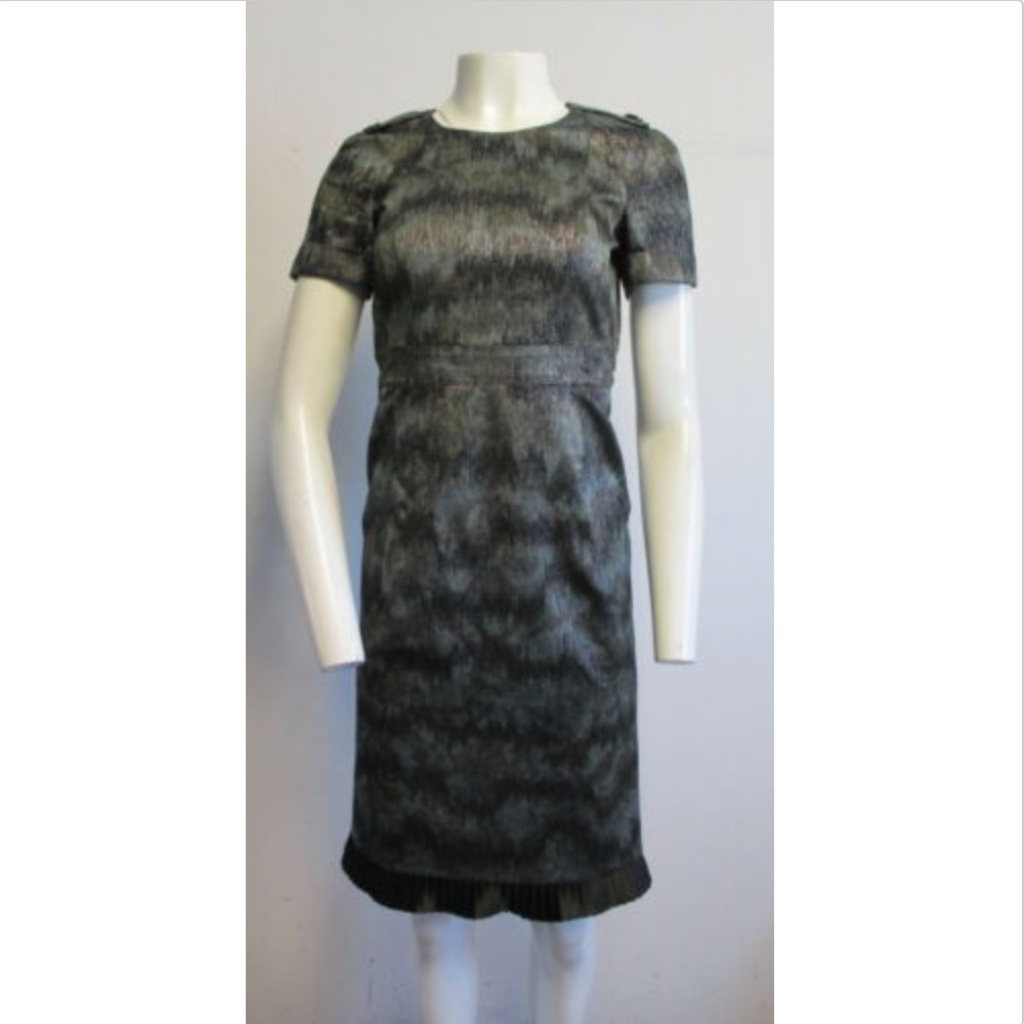 Burberry London Green Brown Shimmer Abstract Dress